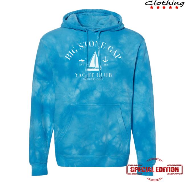 Official Hometown Apparel Clothing Merch Big Stone Gap Virginia Yacht Club Tie-Dye Sweatshirt 5XL Tie Dye Aqua Blue