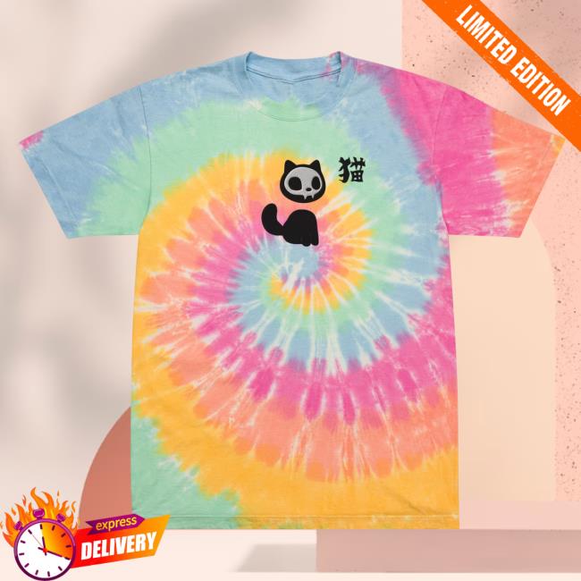 Yujin Clothing Skull Cat Tie Dye T-Shirts Sherbet Rainbow Tie-Dye