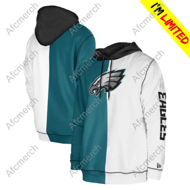 Official PhiladelphiaEagles Clothing Merch Store Shop New Era Midnight Green/White Philadelphia Eagles Third Down Split Raglan Crewneck