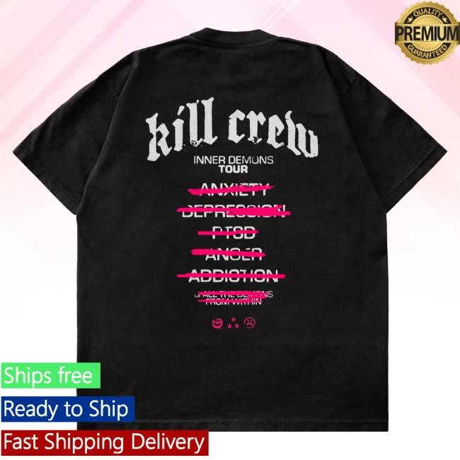 Official Kill Crew Apparel Clothing Oversized Inner Demons Tour Shirt New - Black / White KillCrew Shop