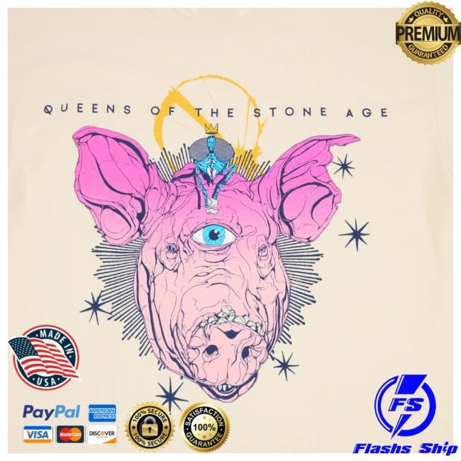 Official Queens Of The Stone Age Domesticated Animals Natural Top Shirt Qotsa