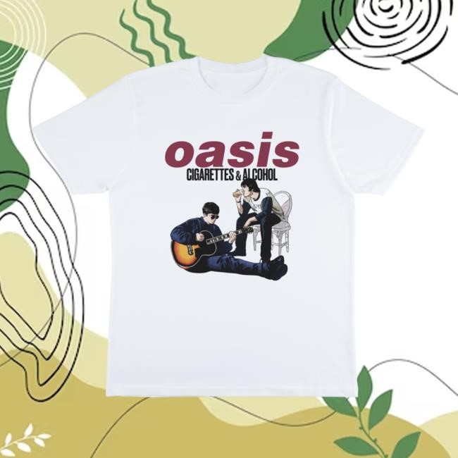 Oasis Merch Cigarettes and Alcohol Illustration Short Sleeve Shirt Oasis Shop