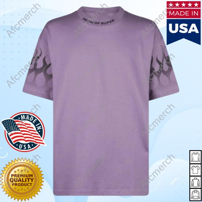 Official Vision Of Super Purple Tshirt With Black Gradient Flames