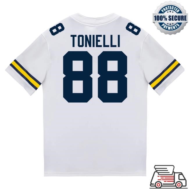 The M Den Michigan Wolverines #88 Deakon Tonielli Student Athlete White Football Jersey Tees