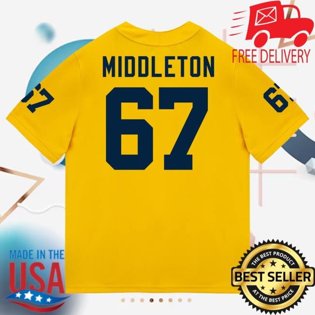 Michigan Wolverines #67 Trent Middleton Student Athlete Maize Football Jersey Tshirt The M Den Shop Official