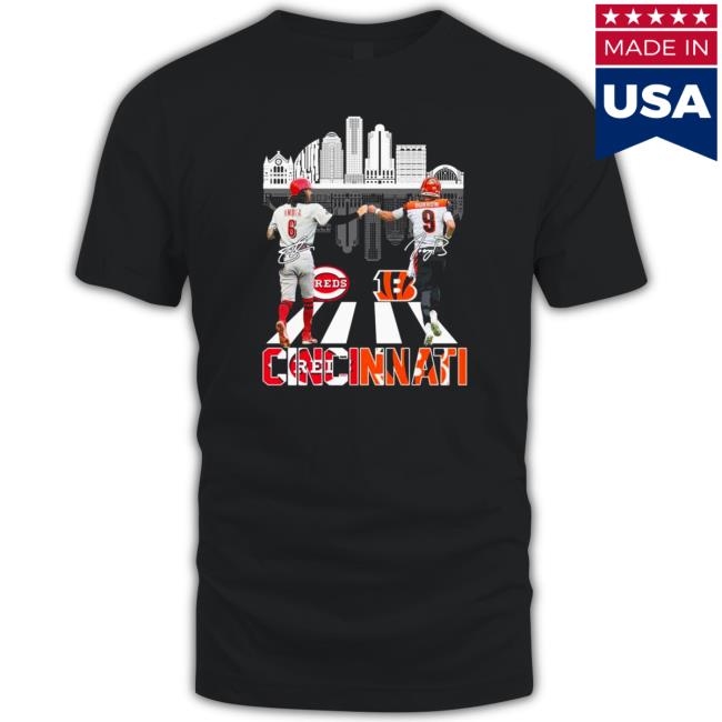 Official Cincinnati City Sports Jonathan India And Joe Burrow Signatures Hooded Sweatshirt