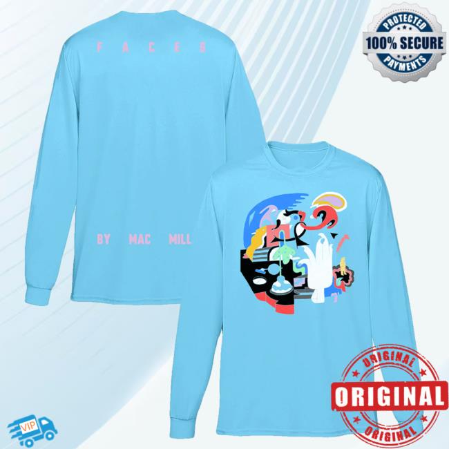 Official Mac Miller Merch Store Mac Miller Faces Blue LS T Shirt Mac Miller Clothing Apparel Shop MacMiller