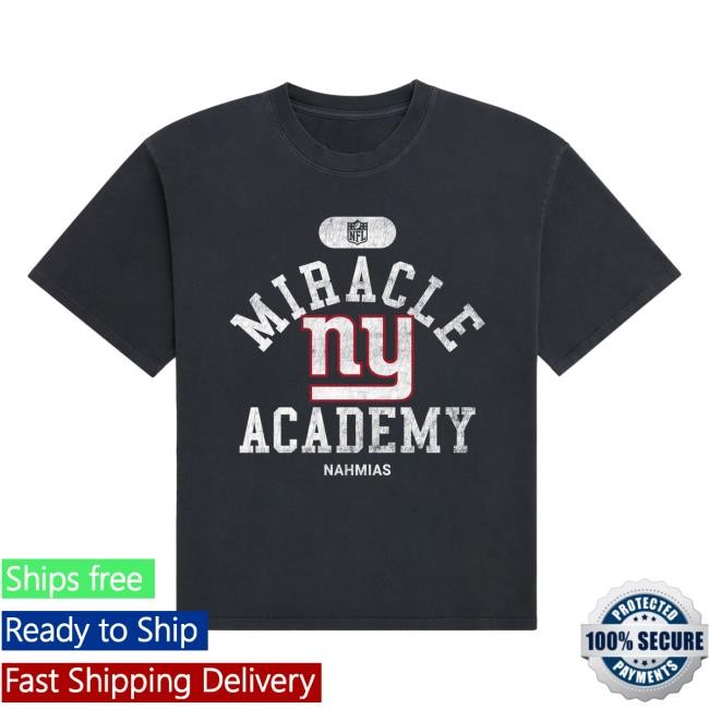 Official Fanatics Shop Store Merch New York Giants Miracle Academy Unisex Boxy Tshirt - Black by NFL