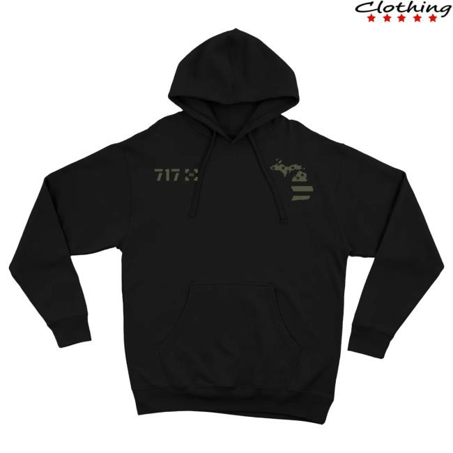 Official 717 Supply Store Shop Michigan Flag Hooded Sweatshirt