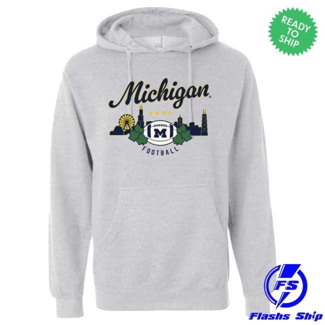 Michigan Wolverines Football Chicago Skyline Attractive Hoodie The M Den Official Shop