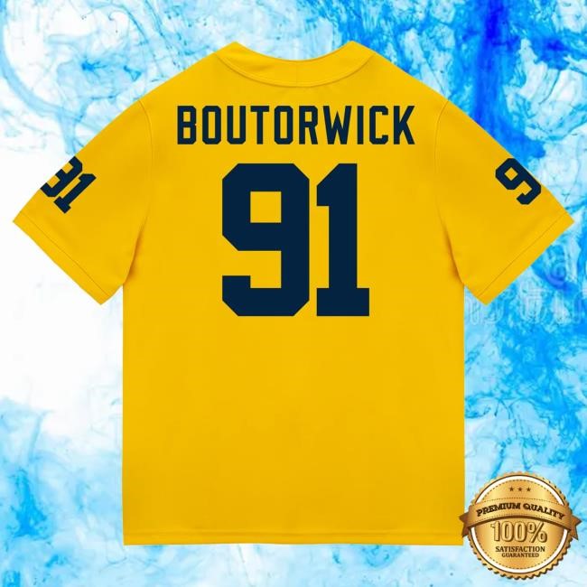 Official The M Den Michigan Wolverines #91 Evan Boutorwick Student Athlete Maize Football Jersey Tee
