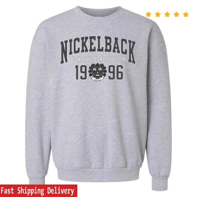 Official Nickel Back Merch Store Nickelback University Heather Grey Crewneck