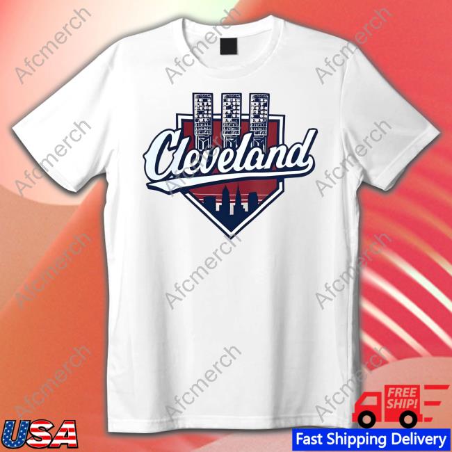 Cleveland Baseball Lights Beige Tee Shirts