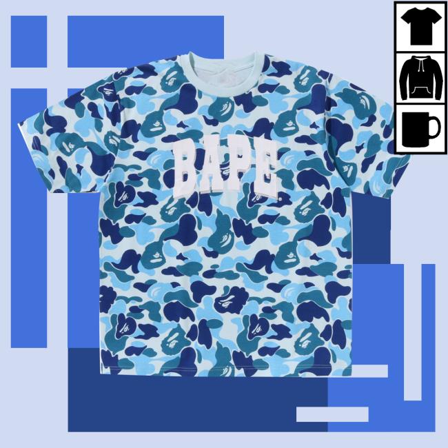 Official BAPE Shop Clothing Store Merch Abc Blue Camo Relaxed Fit BAPE Logo Tee