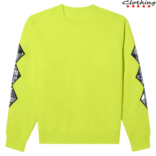 Official Noah Merch Store Argyle Appliqué Sweater Lime Noah Clothing Shop Apparel