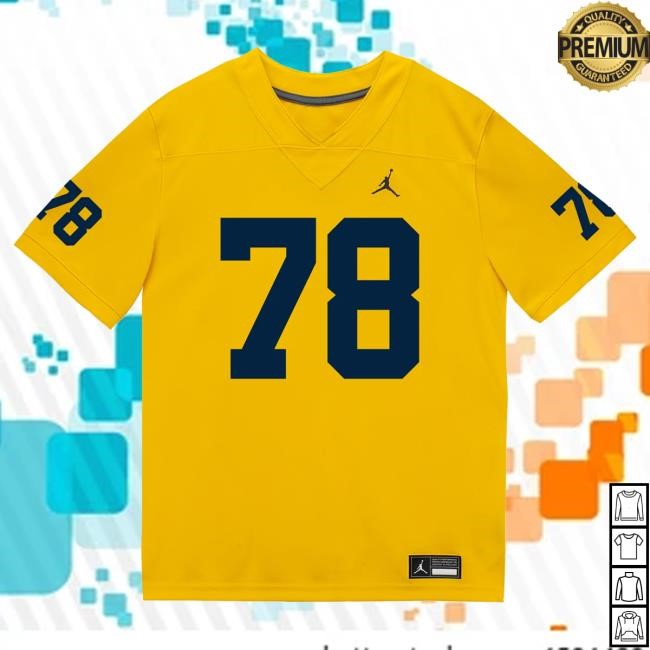Michigan Wolverines #78 Lawrence Hattar Student Athlete Maize Football Jersey Top Shirt The M Den Shop Official