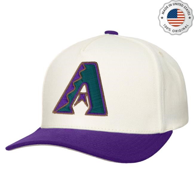 Official MLB Clothing Men's Arizona Diamondbacks Mitchell & Ness Cream Coop Stretch-Snapback Cap