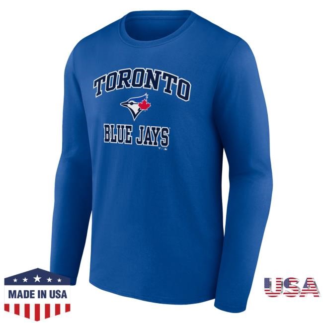 Official MLB Shop Men's Toronto Blue Jays Royal Heart & Soul Long Sleeve T-Shirts Toronto Blue Jays Merch