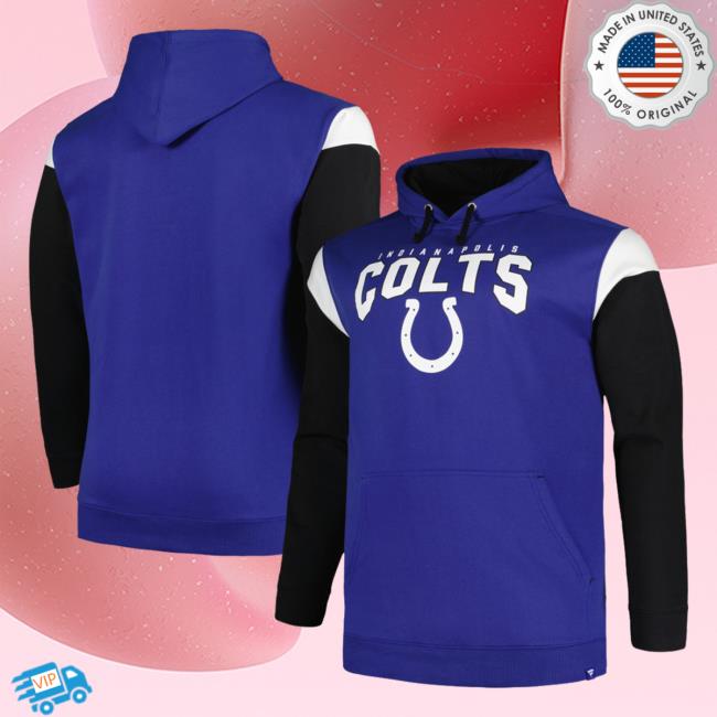 Official Profile Royal Indianapolis Colts Big & Tall Trench Battle Hooded Sweatshirt