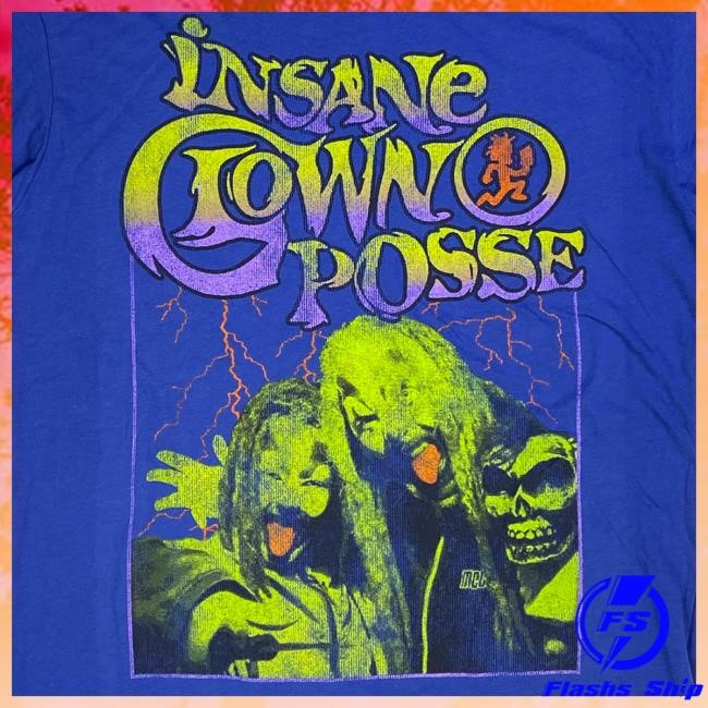 Official Icp Merch Store Insane Clown Posse Lightning Tongue T Shirt In Blue