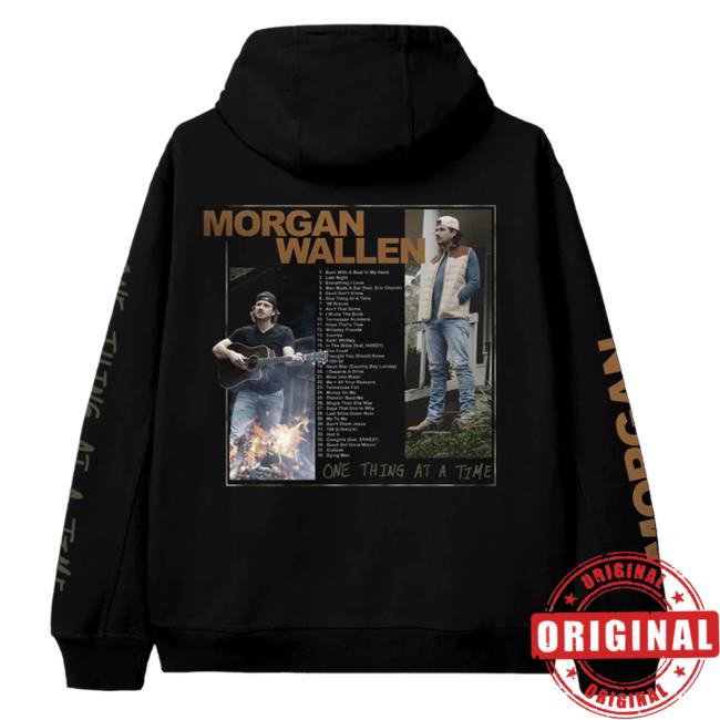 Official Morgan Wallen Apparel Clothing Store Shop One Thing At A Time Black Photo Sweatshirts Morganwallen Merch
