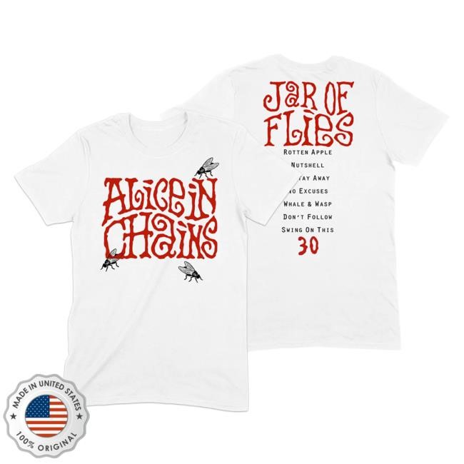 Official Alice In Chains Merch Shop Jar of Flies 30th Anniversary Tracklist Shirt Alice In Chains