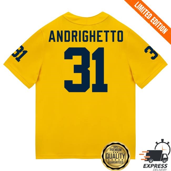 Michigan Wolverines #31 Nico Andrighetto Student Athlete Maize Football Jersey Tees The M Den Shop