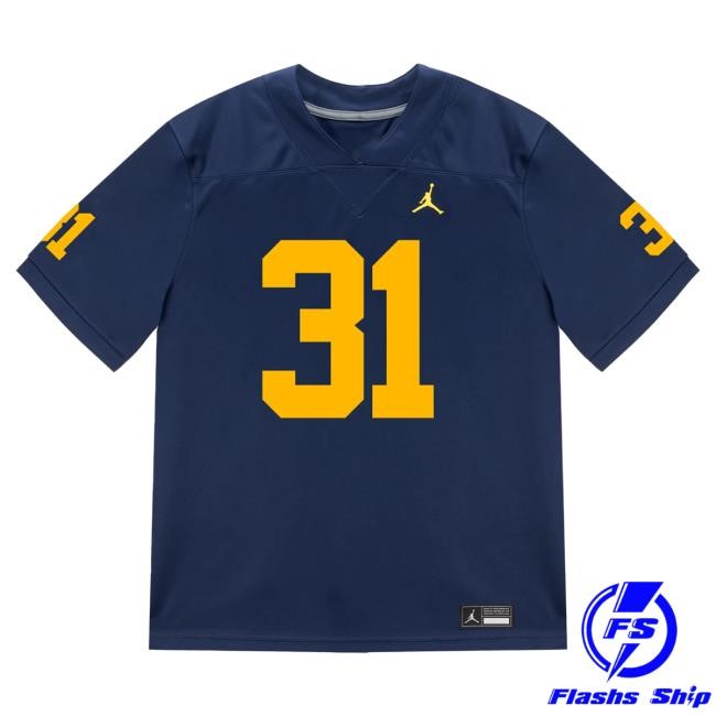 The M Den Michigan Wolverines #31 Nico Andrighetto Student Athlete Blue Football Jersey T Shirt