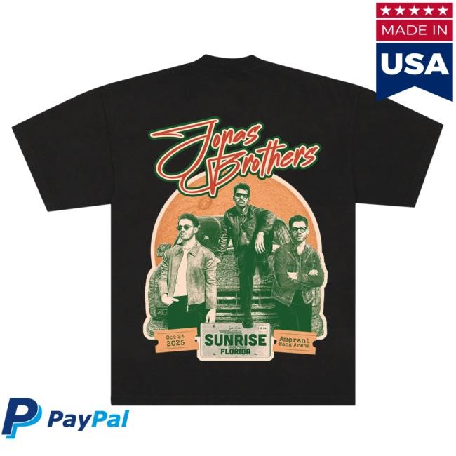 Official Jonas Brothers Merch Store Shop Greetings From Your Hometown - Sunrise, FL New Shirt JonasBrothers