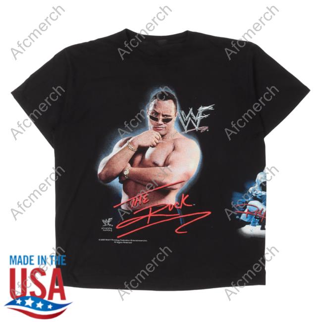 Official Justin Reed Vintage WWF The Rock Shirt New Black Justinreed