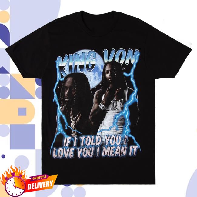 Official King Von Merch Store Beaming T Shirt Black King Von Apparel Clothing Shop KingVon
