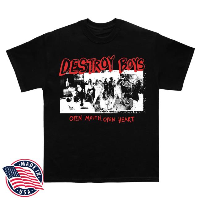 Official Hopeless Records Merch Destroy Boys 'Open Mouth, Open Heart' Black T-Shirt Hopelessrecords