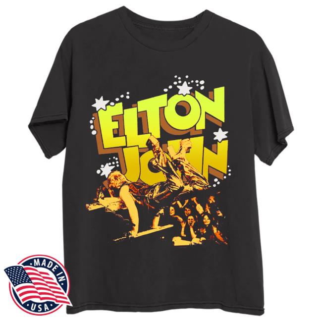 Official Elton John Merch Store EJ Piano Handstand Photo New Tee