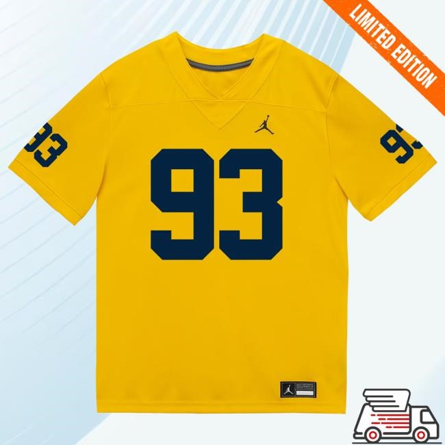 Michigan Wolverines #93 Hunter Robertson Student Athlete Maize Football Jersey Shirts The M Den Shop