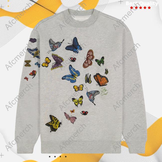 Official Stay Cool Clothing Store Staycool Butterfly Hooded Sweatshirt Heather Grey StaycoolNyc