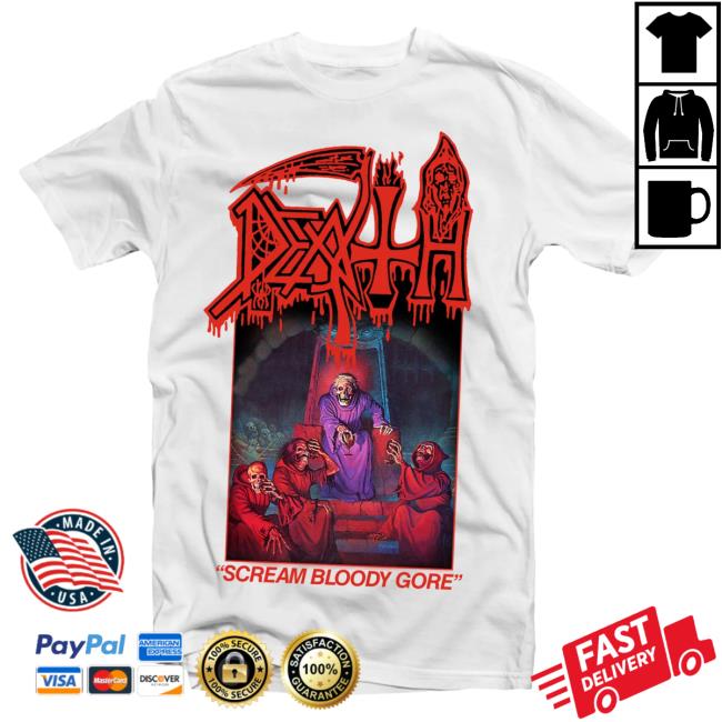 Official Indie Merch Store Shop Death "Scream Bloody Gore" T Shirt IndieMerchStore