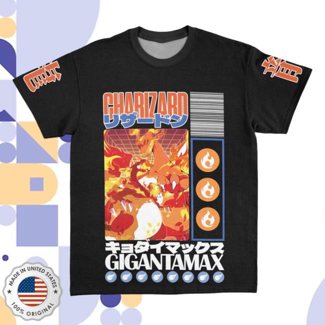 Official Anime Ape Clothing Gigantamax Charizard Pokemon Streetwear AOP Shirt 2023 3D All Over Print Animeape