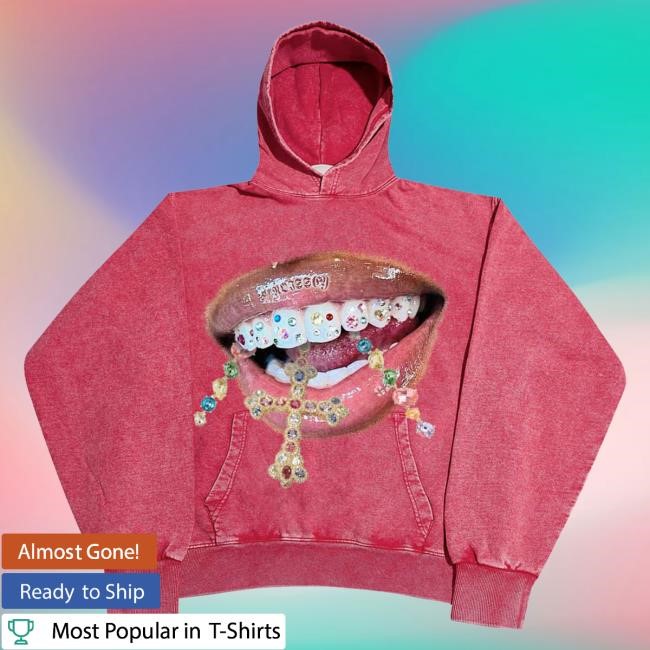Official Noissey Merch Noissey High Quality Diamond Teeth Cross Print Washed Hoody