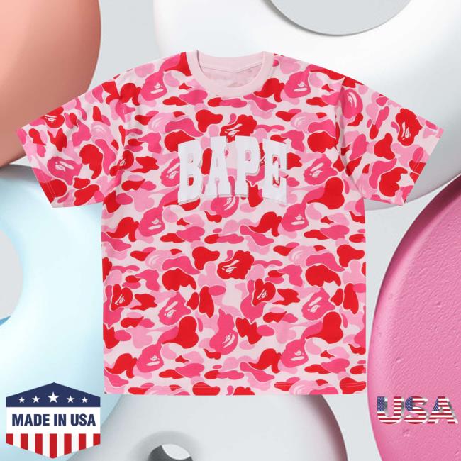 Official Abc Pink Camo Relaxed Fit BAPE Logo Shirt 2024