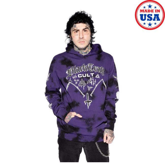 Blackcraft Cult Clothing Store BlackcraftCult Aftermath - Purple Lightning Dye Pullover Hoodie