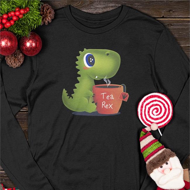 Qwertee Merch Tea Rex Hoodie Qwertee Black