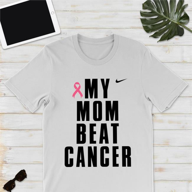 Shirts That Go Hard My Mom Beat Cancer Hoodie Breast Cancer Awareness