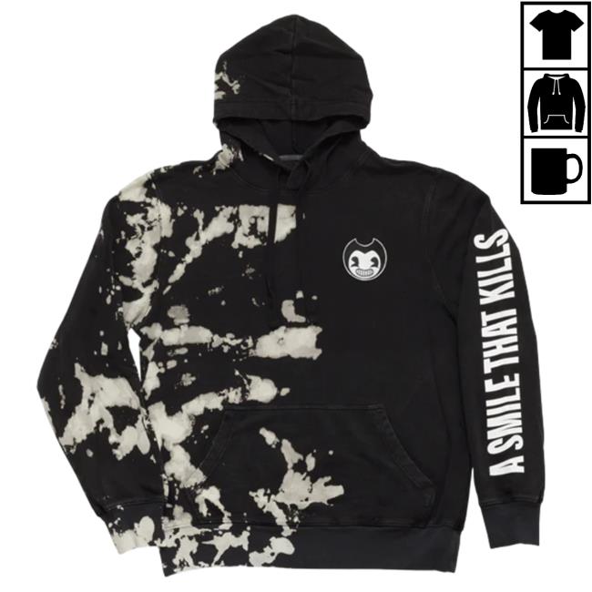 Official Bendy Store Bendy Smile Kills Tie Dye Crewneck Sweatshirt