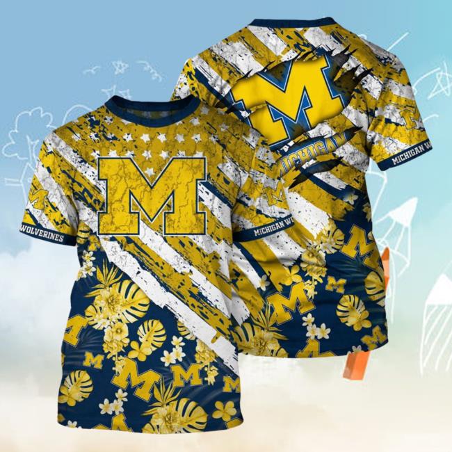 Banantees Michigan Wolverines Tropical Flower Style And Flag All Over Printed 3D Tshirt