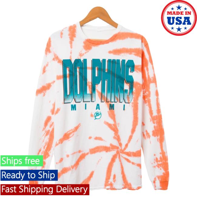 Official Junk Food Apparel Clothing Store Shop Junkfoodclothing Miami Dolphins Game Time Tie Dye Long Sleeve Hot Shirt Orange Tie-Dye