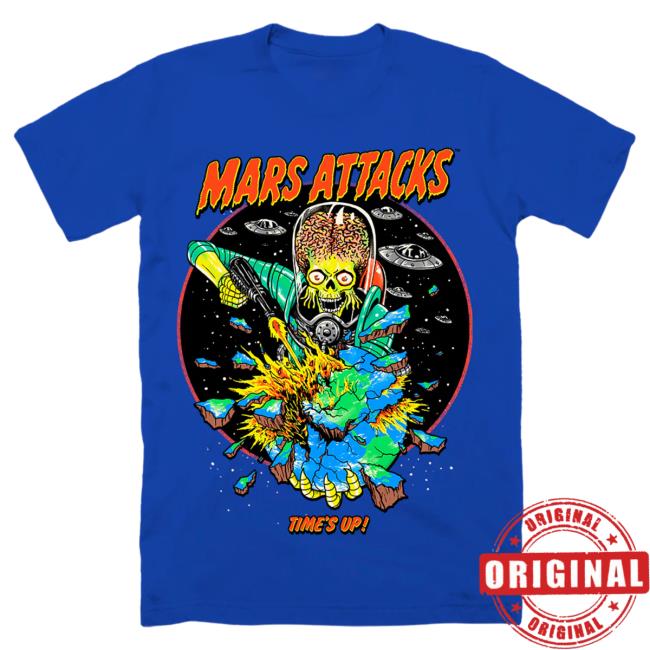 Official Cavity Colors Mars Attacks: Time's Up - Top Shirt (Retro Blue)