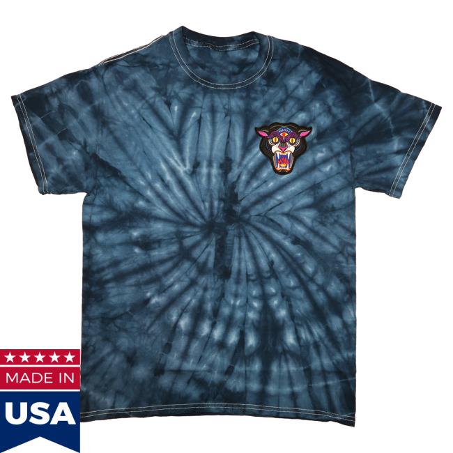 Official Vigilante Brand Merch Mike Ritch Panther Patch Tie Dye Tee Shirt Navy Orange VigilanteBrand Tie-Dye