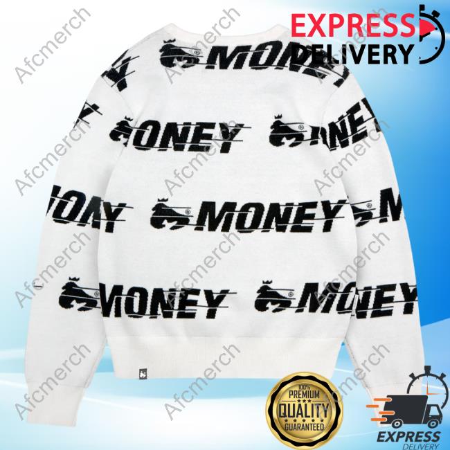 Official Money Clothing Aop Money Clothing Motion Knit Sweater White