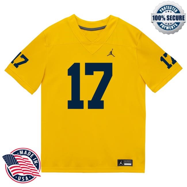 The M Den Michigan Wolverines #17 Marlin Klein Student Athlete Maize Football Jersey Tee