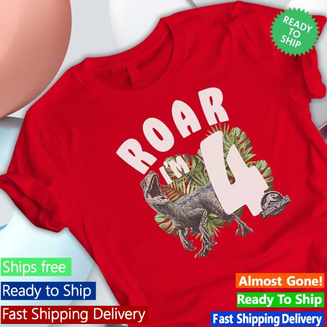 Official Jurassic world birthday raptor roar I’m 4 Hooded Sweatshirt